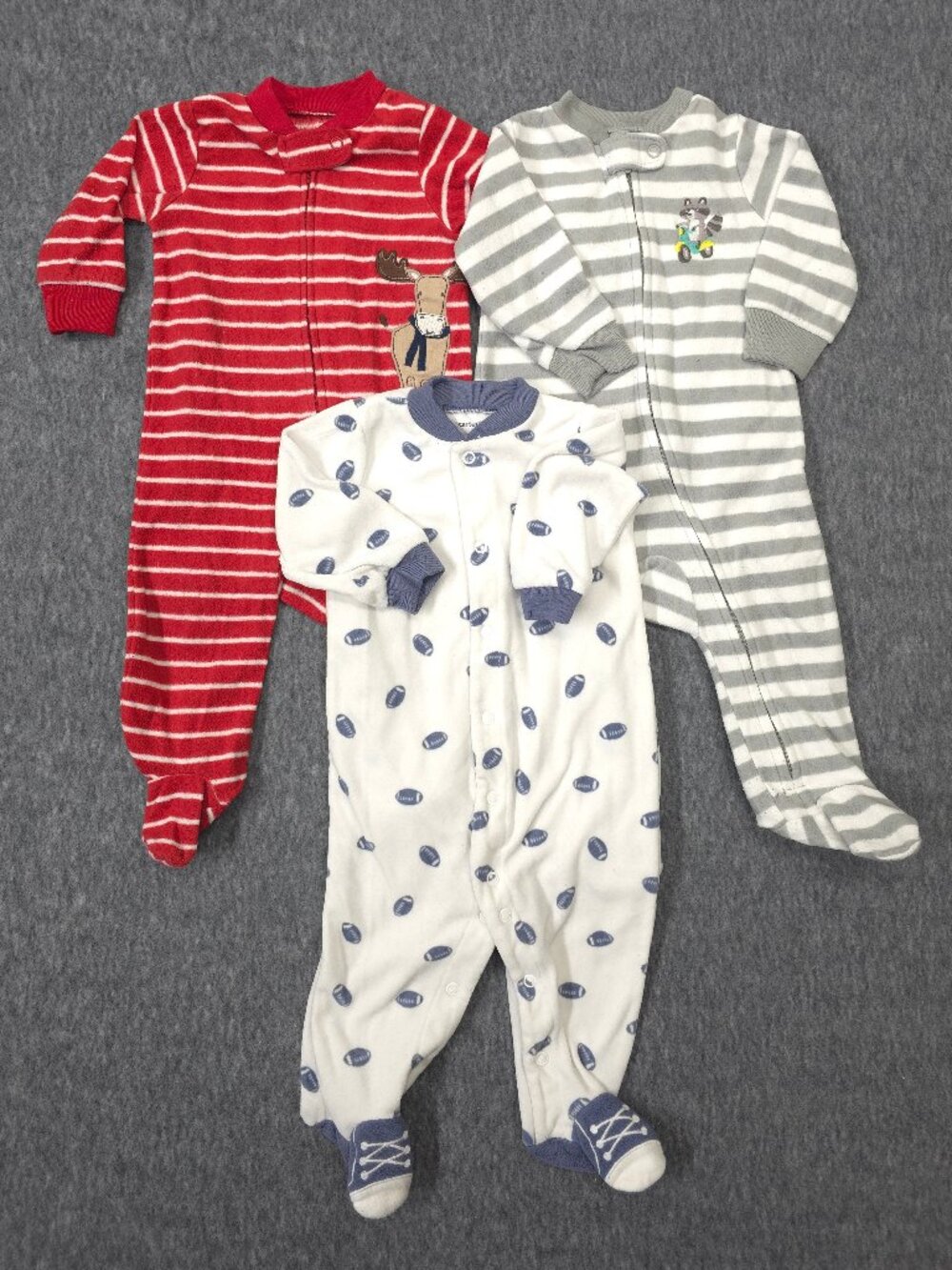 Carter's Baby 6M Fleece Footed Sleeper Pajamas Bundle Lot of 3